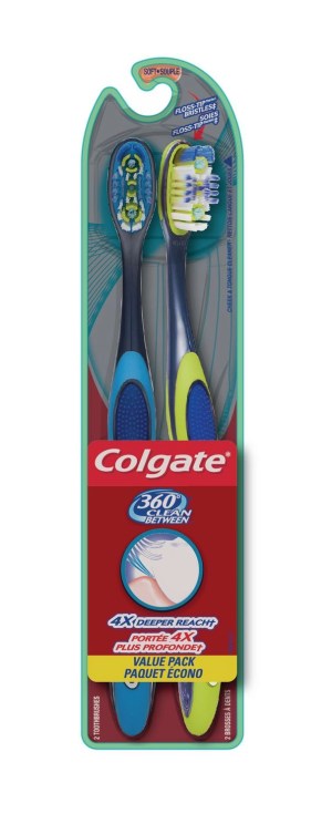 Colgate 360 Clean Between Toothbrush Value Pack, Soft