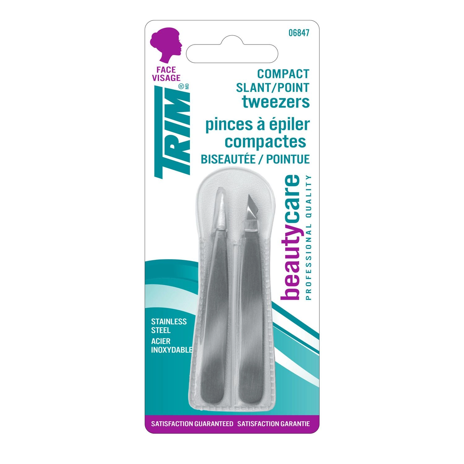 Trim Beauty Care Mini Compact Slant/Point Tweezers