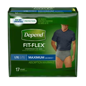 Depend Fit-Flex Underwear for Men, Maximum Absorbency, L/XL