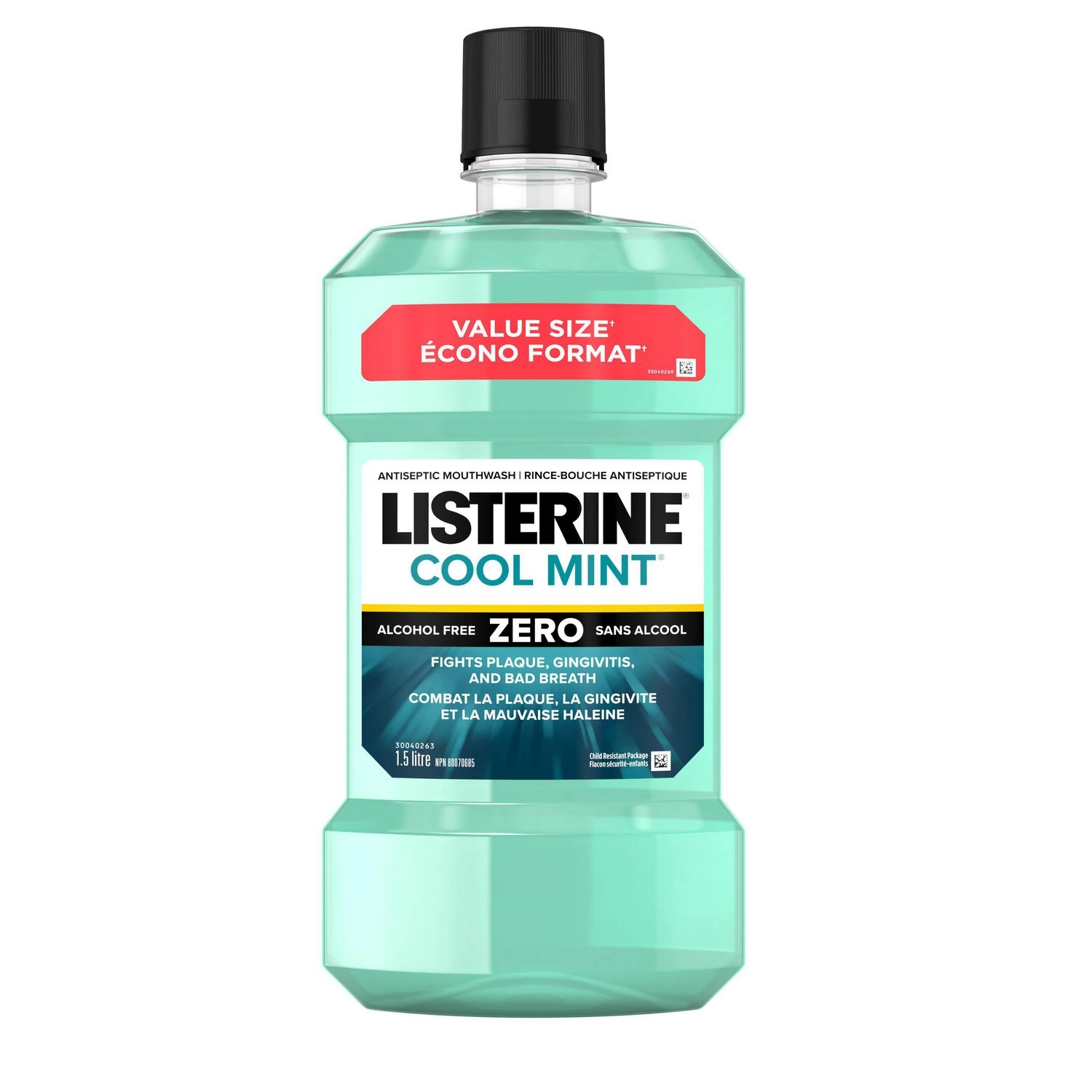 Listerine Zero Cool Mint Antiseptic Mouthwash, Alcohol Free 1.5 l