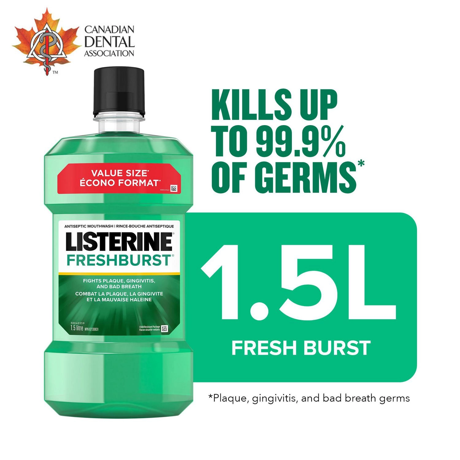 Listerine Fresh Burst Antiseptic Mouthwash 1.5 l