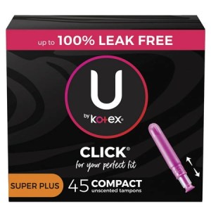 U by Kotex Click Compact Tampons, Super Plus, Unscented