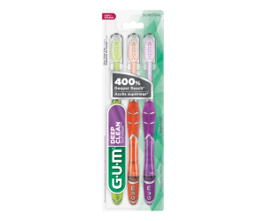 G·U·M Technique Deep Clean Compact Soft Toothbrush, 3-Pack, Quad-Grip Handle
