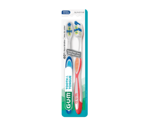 G·U·M Supreme Clean Tooth & Tongue Brush, Medium, 2-Pack - Enhanced Bristles