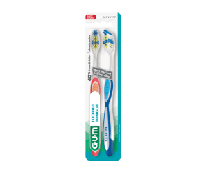 G·U·M Supreme Clean Tooth & Tongue Brush, Soft, 2-Pack - 40% More Bristles