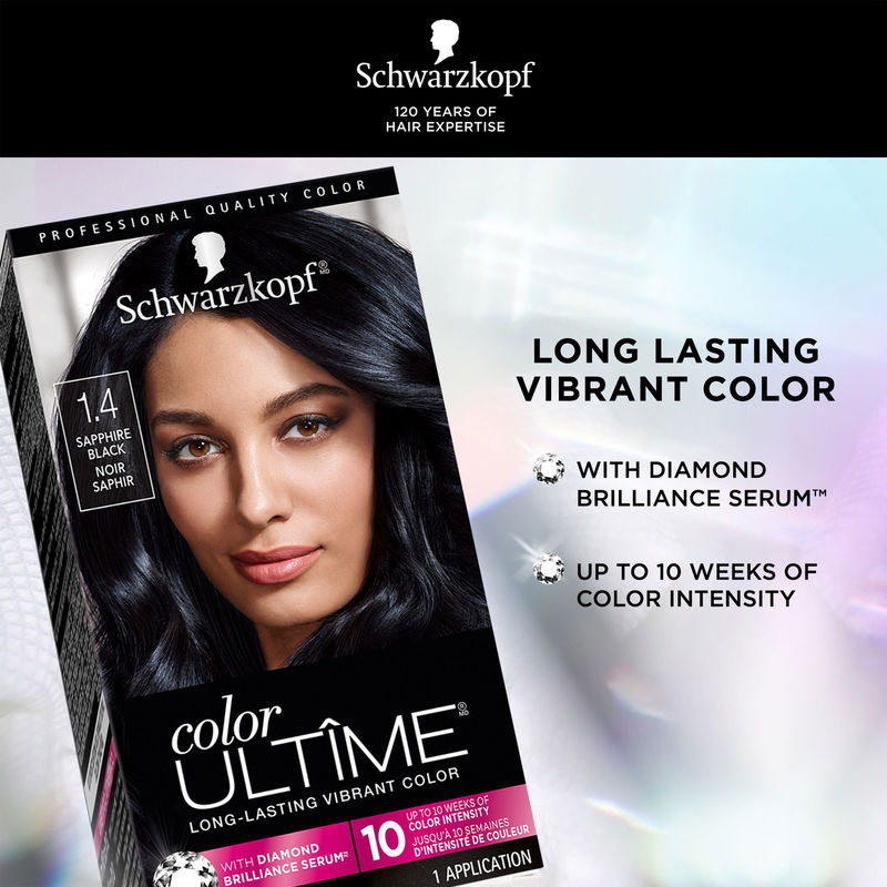 Schwarzkopf Color Ultime Hair Color 1.4 Sapphire Black - Lasting Vibrancy - Image 3