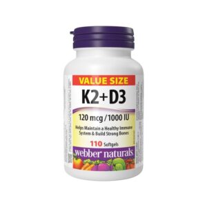 Webber Vitamin K2 D3 120 mcg 1000 IU Value Size Softgels 110 Capsules