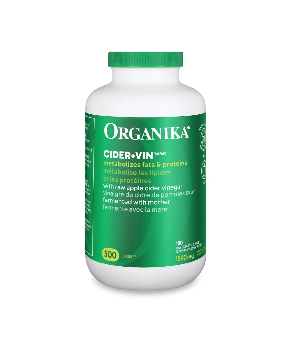 Organika Cider Vin Unrefined 530 mg 300 Capsules