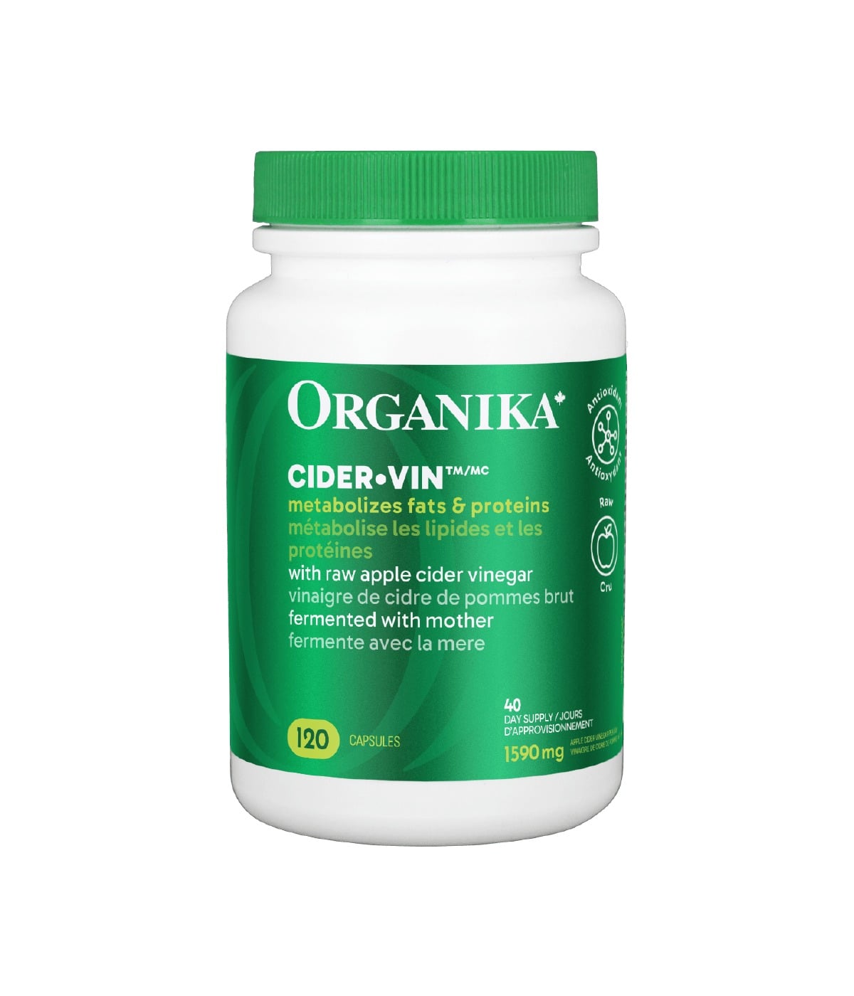 Organika Cider Vin Unrefined 530 mg 120 Capsules