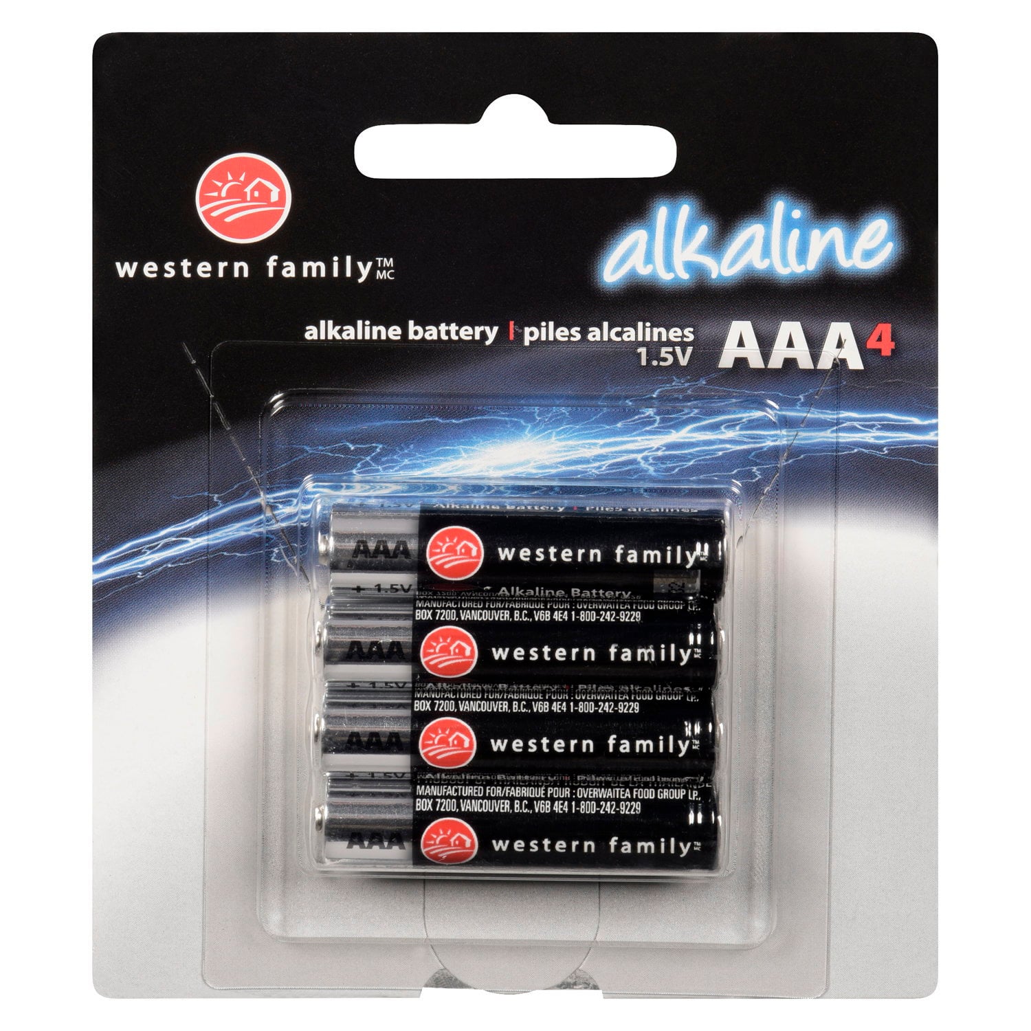 Western Family AAA Batteries 4 Count
