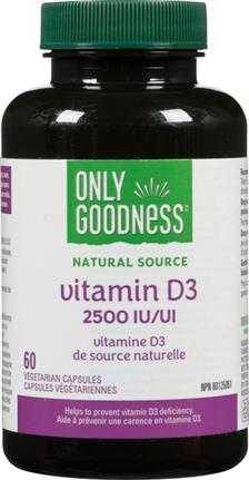 Only Goodness Vit D3 2500 IU 60 Capsules