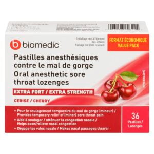 BIOMEDIC Sore Throat Extra Strength Cherry Lozenges 36 Count