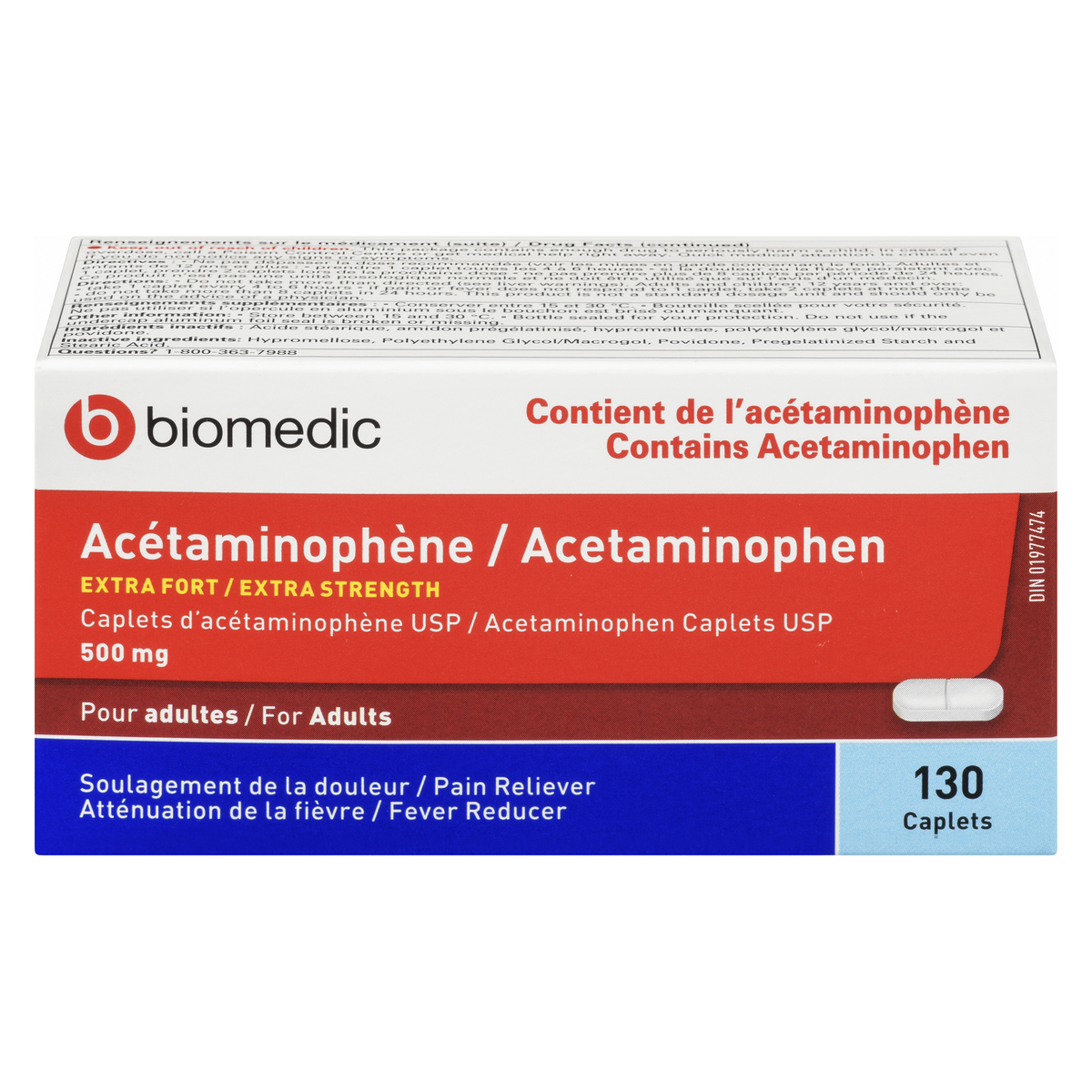 BIOMEDIC Acetaminophen 500 mg 130 Capsules