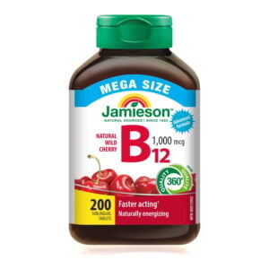 Jamieson Vitamin B12 1000 mcg Fast Dissolving Sublingual Cherry 200 Tablets