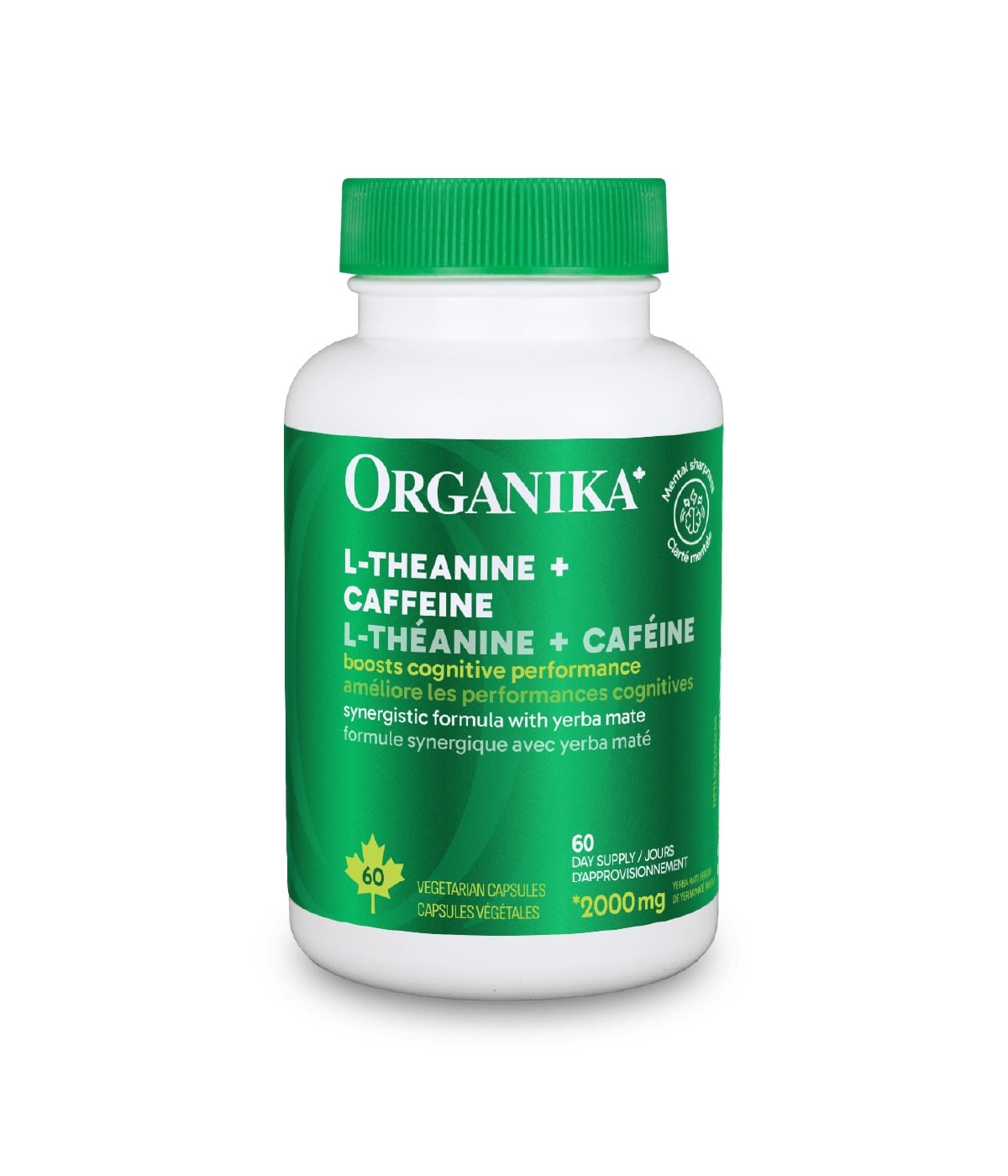 Organika L-Theanine +Caffeine (Yerba Mate) 60 Capsules