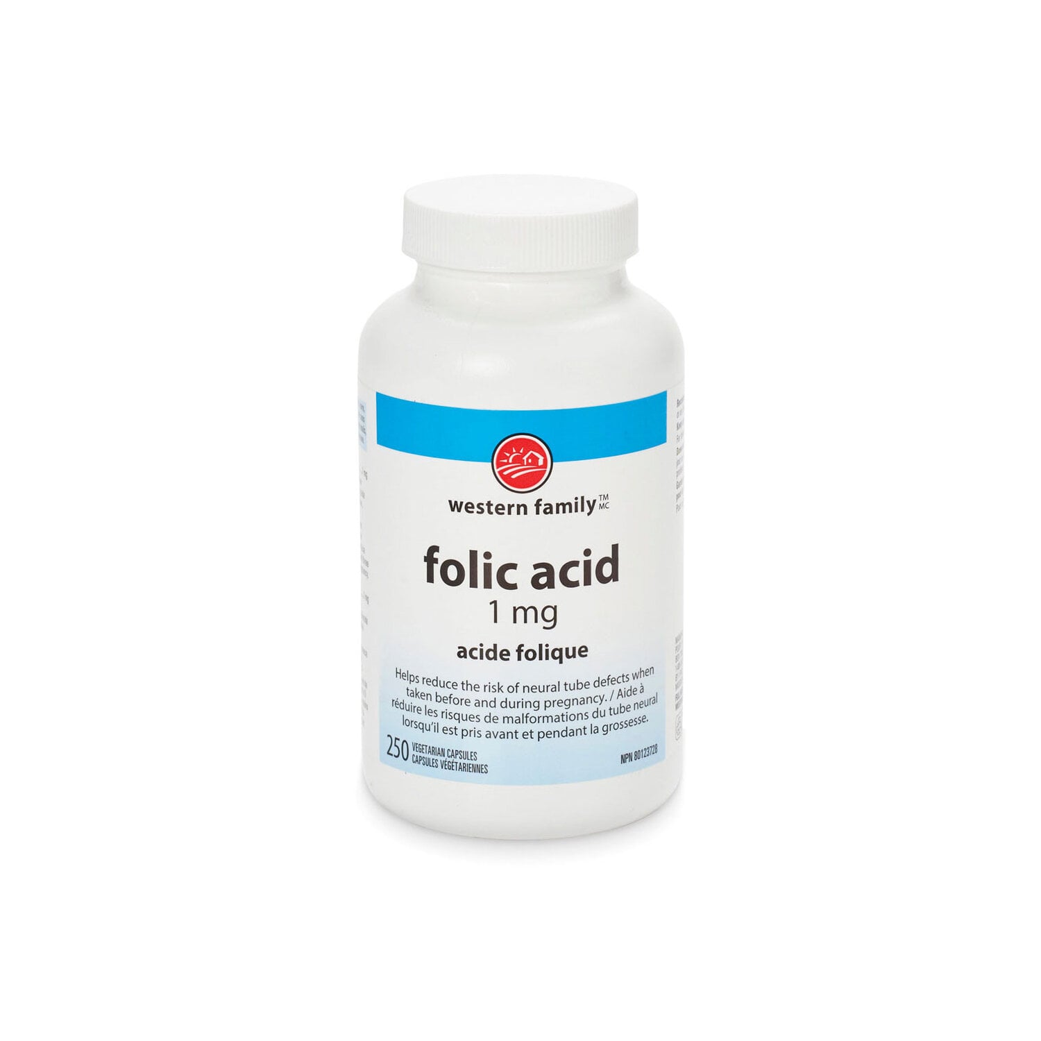 Western Family Folic Acid 1 mg Vegetarian Capsule 250 Capsules