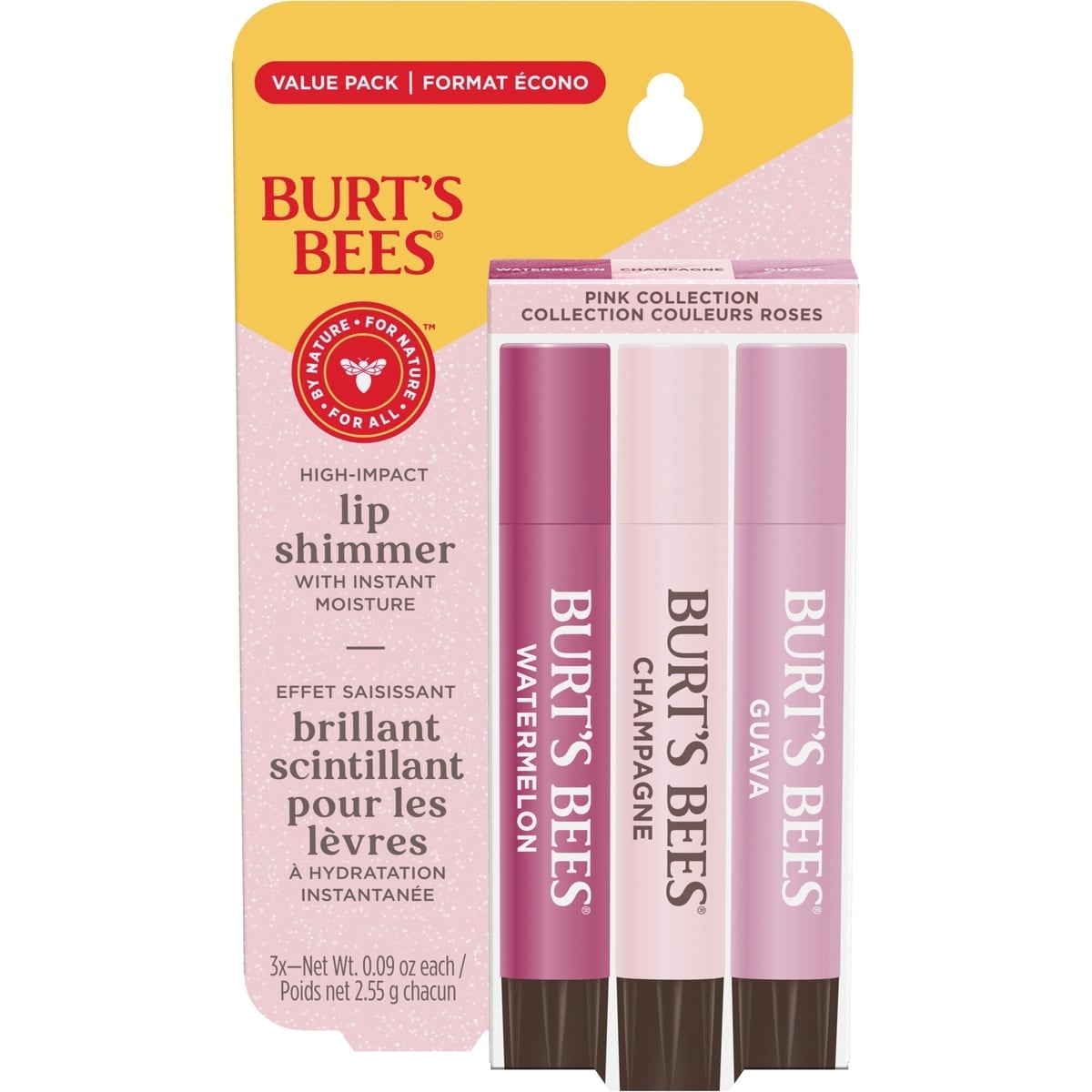 Burt's Bees Lip Shimmer Pink 3 Pack