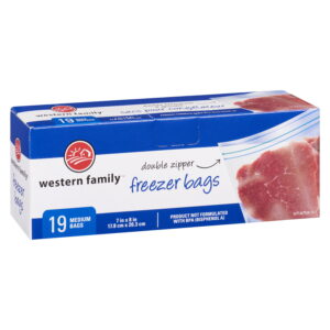 Western Family Freezer Bag Double Zipper Medium 7 x 8 in 19 Pack