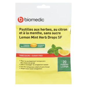 BIOMEDIC Lemon Mint Herb Drops Sugar-Free Lozenges 20 Count