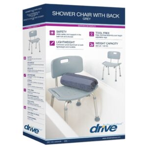 Drive Medical Shower Chair with Back Gray Rtl12202kdr