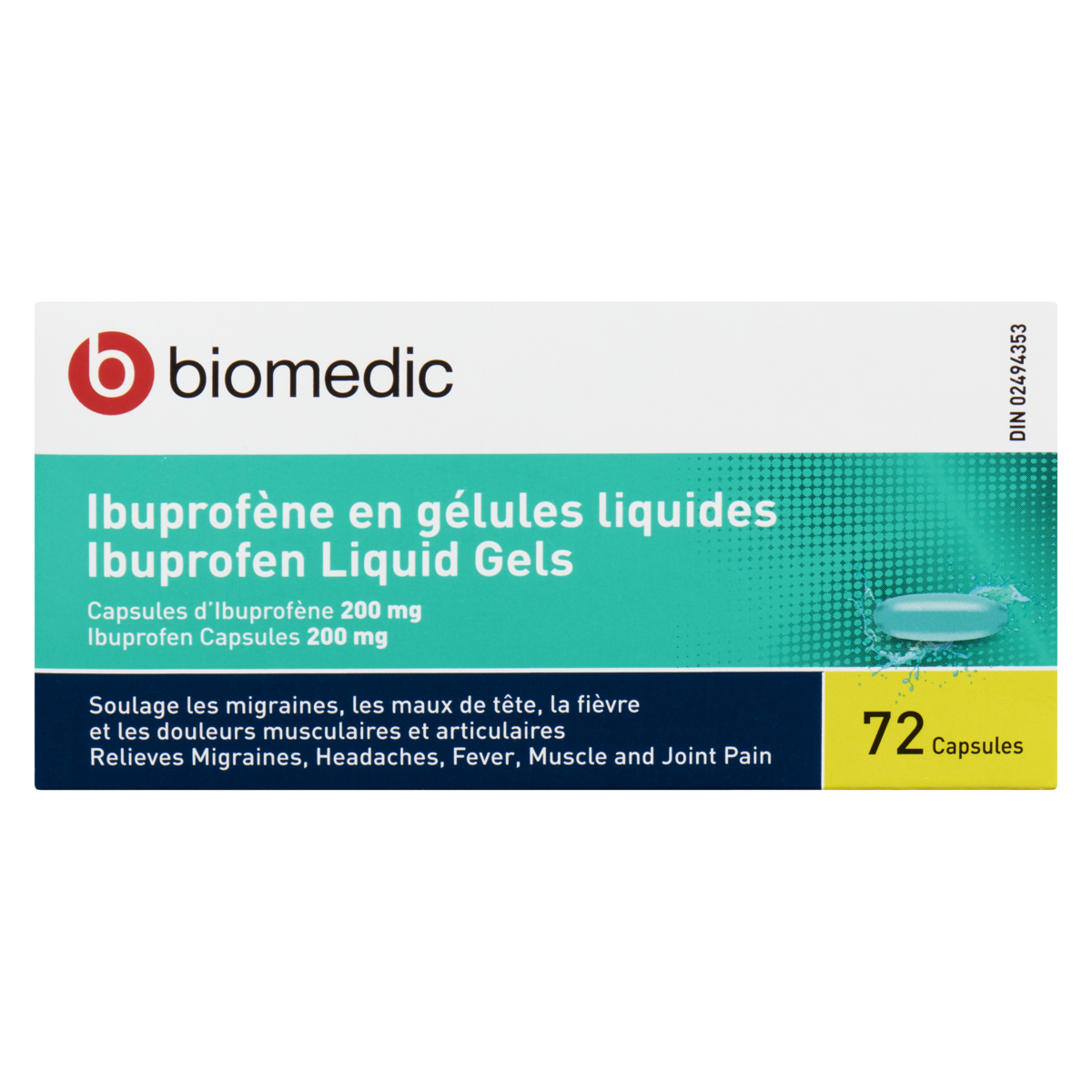BIOMEDIC Ibuprofen Liquid Gel 200 mg 72 Capsules - Image 2