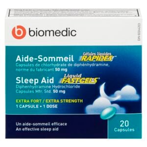 BIOMEDIC Sleep Aid Extra Strength Liquid Gel 50 mg 20 Capsules