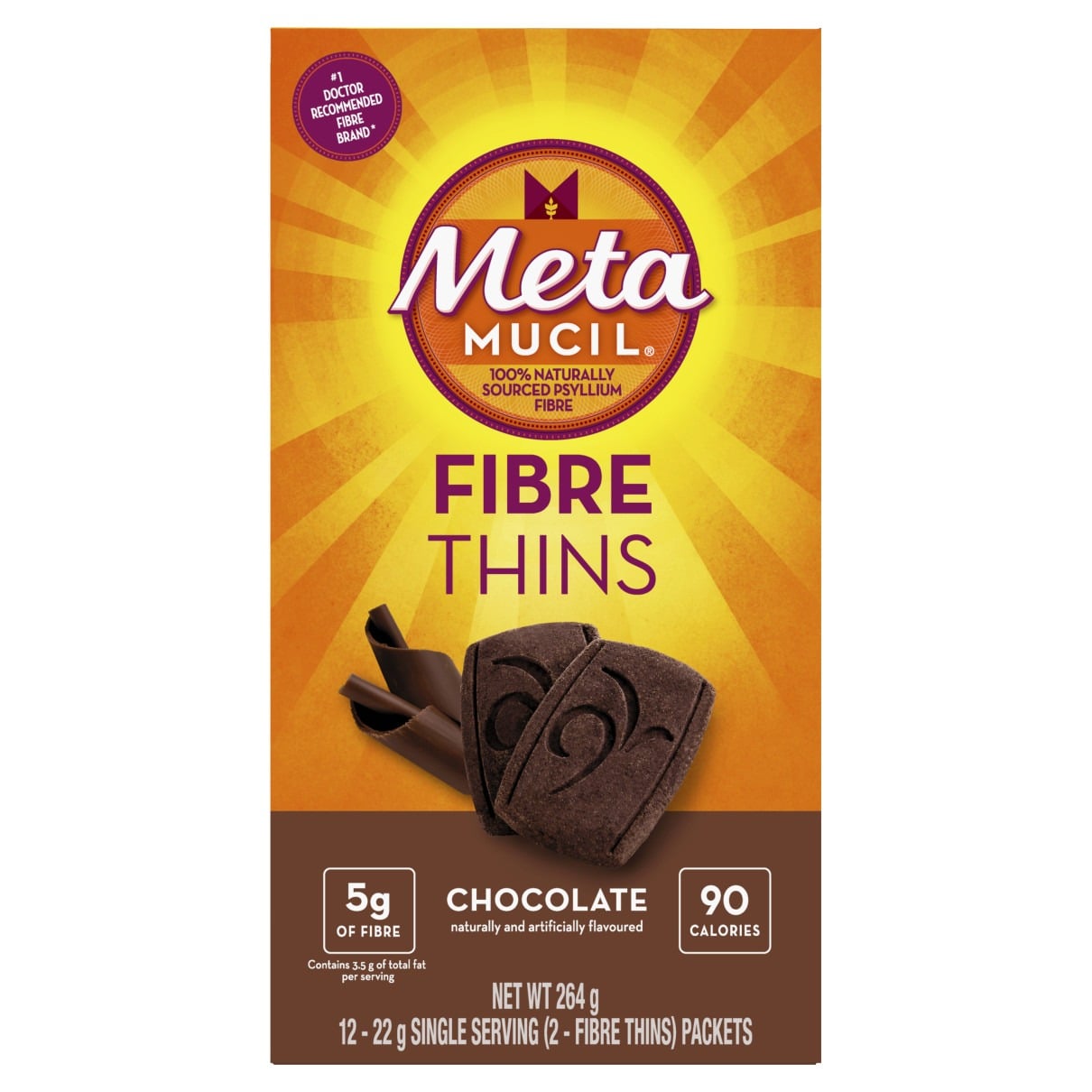 Metamucil Daily Fibre Thins Chocolate 12 Count