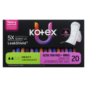 Kotex Core Ultrathin Winged Heavy Pads 20 Count