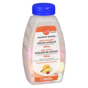 Western Family Calcium Antacid Ultra Strength Assorted Fruit 72 Tablets