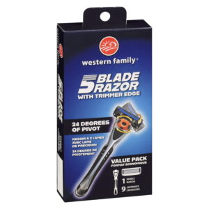 Western Family Mens 5 Blade Razor+Trimmer Value Pack Each