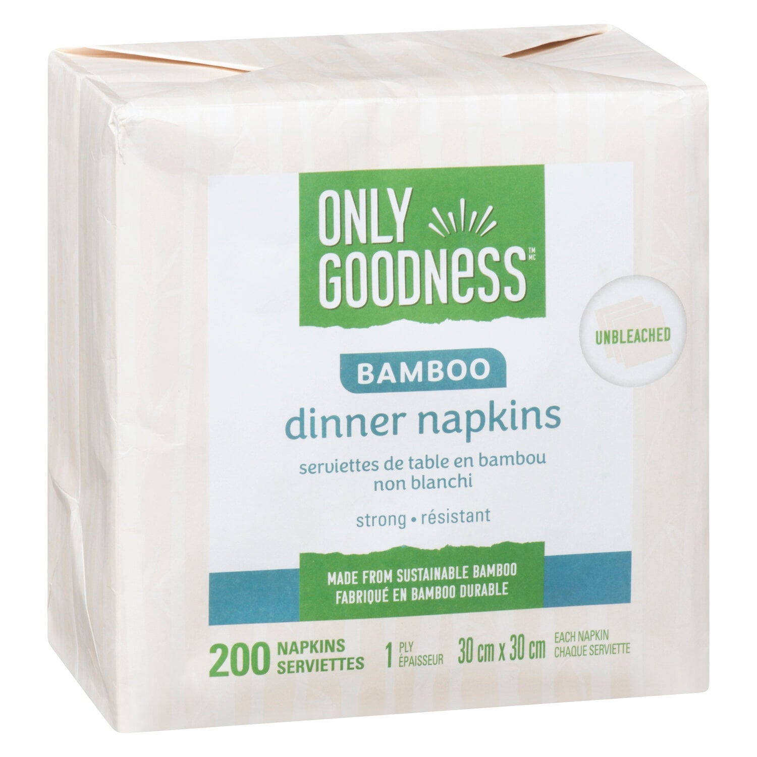 Only Goodness Bamboo Dinner Napkins 200 Pack