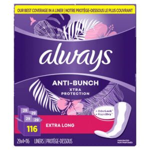 Always Liners Anti Bunch Extra Long 116 Pack