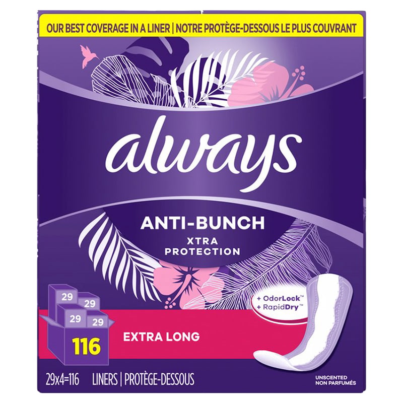 Always Liners Anti Bunch Extra Long 116 Pack