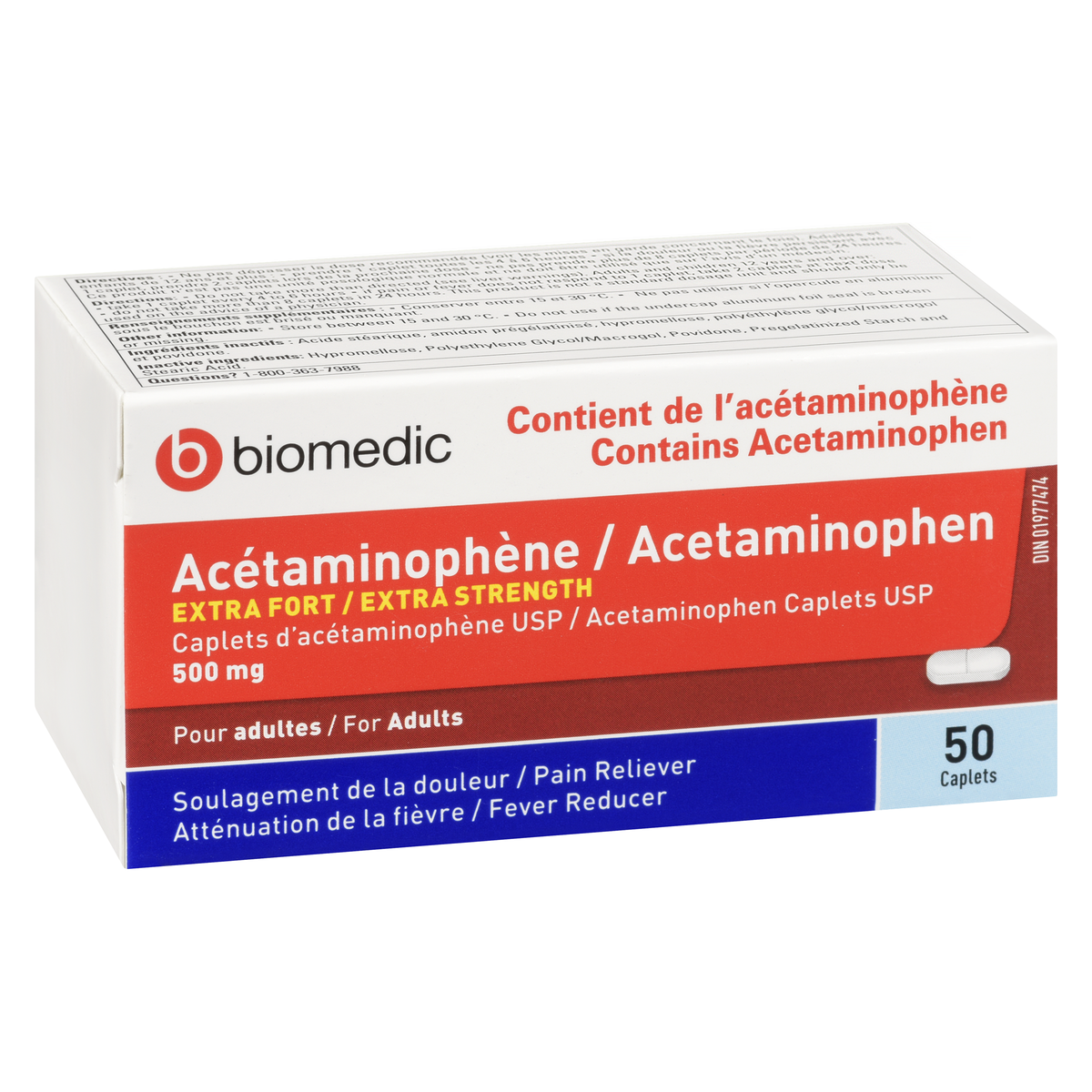 BIOMEDIC Acetaminophen 500 mg 50 Capsules - Image 2