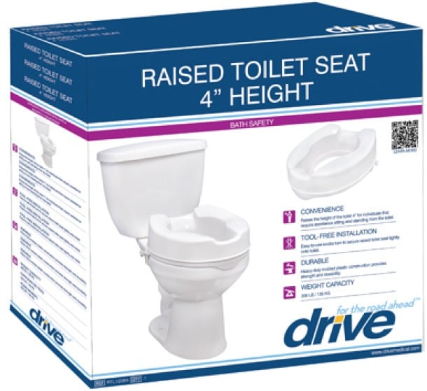 Drive Medical Toilet Seat Raised 4" Wo/Lid RTL12064