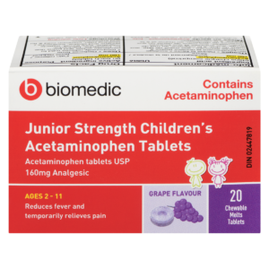 BIOMEDIC Acetaminophen 160 mg Grape 20 Tablets