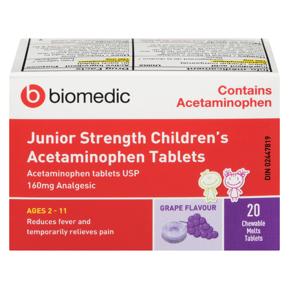 BIOMEDIC Acetaminophen 160 mg Grape 20 Tablets