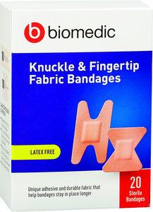 BIOMEDIC Bandage Fabric Knuckle/Fingertips 20 Count