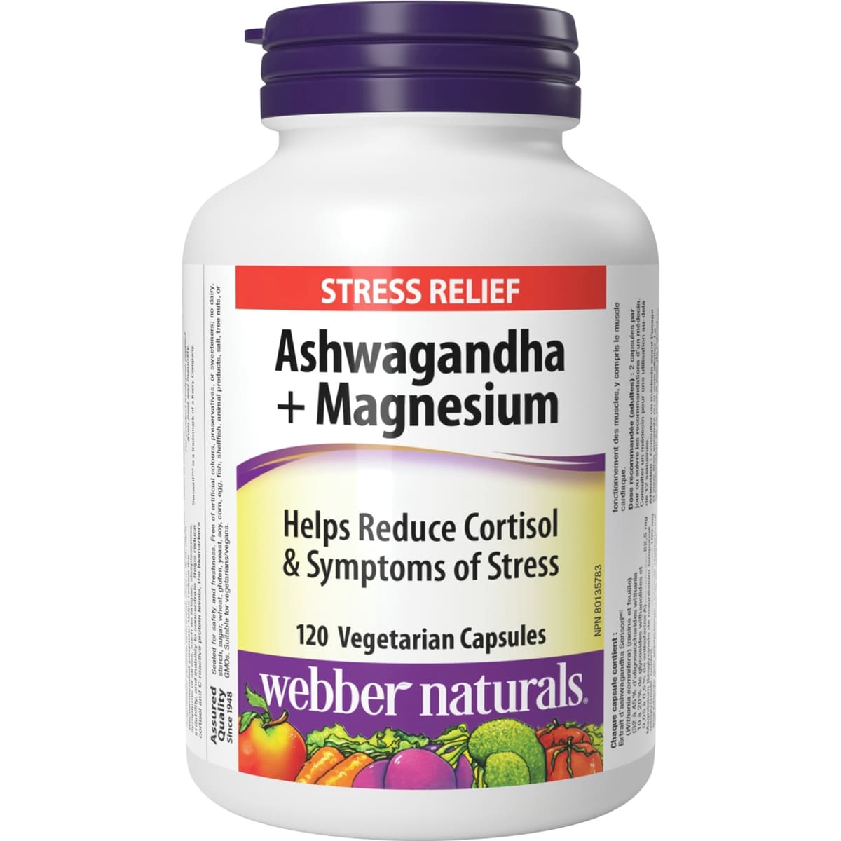 Webber Naturals Ashwagandha + Magnesium 120 Vegetarian Capsules