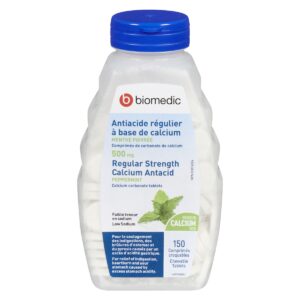 BIOMEDIC Calcium Antacid Regular Strength Mint 150 Tablets