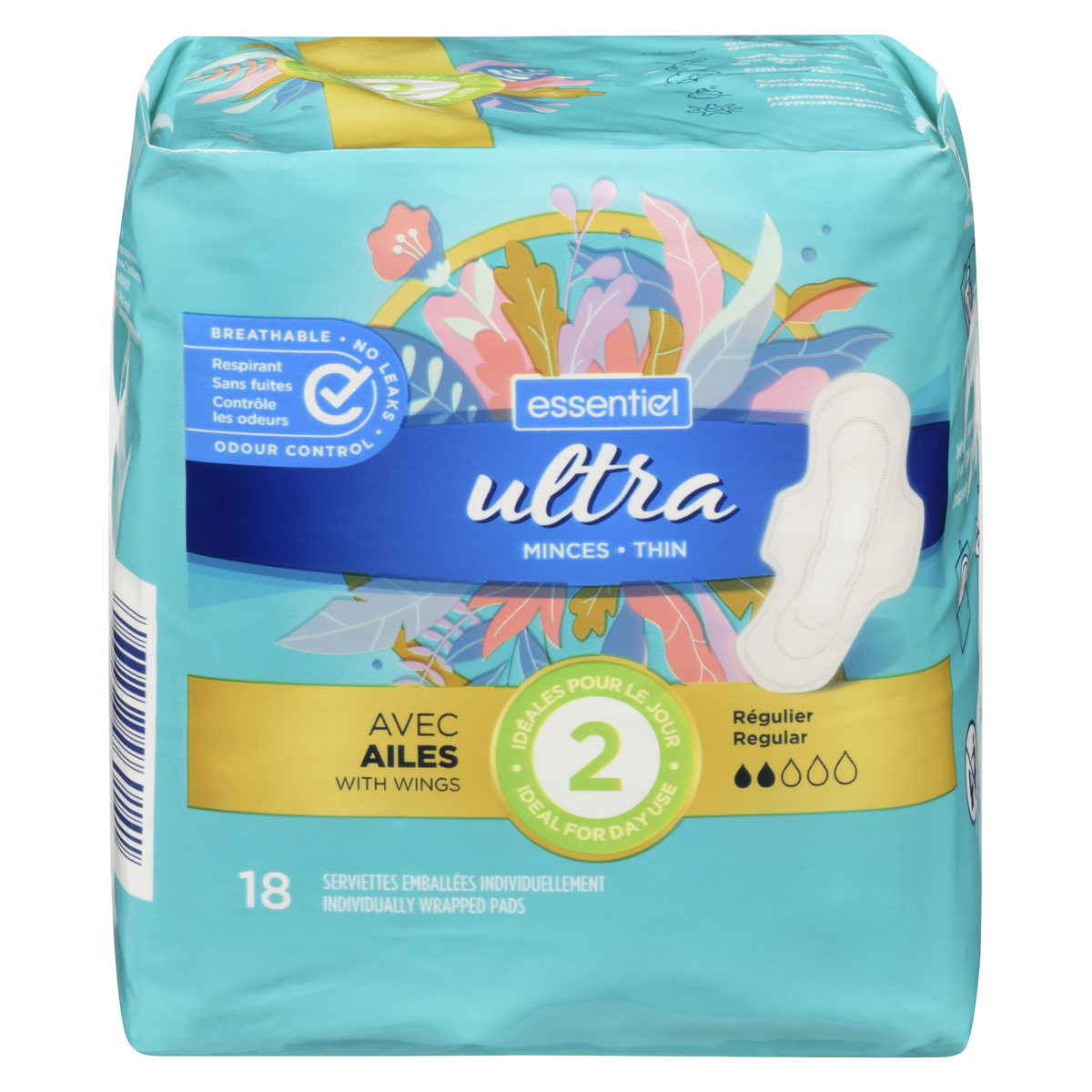 Essentiel Ultra Thin Regular with Wings Ind Wrapped 18 Count