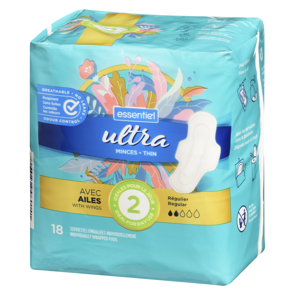 Essentiel Ultra Thin Regular with Wings Ind Wrapped 18 Count - Image 3