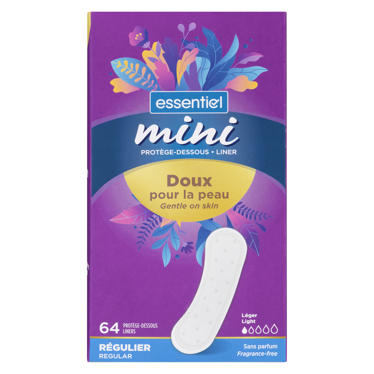 Essentiel Mini Light Regular Liners 64 Count
