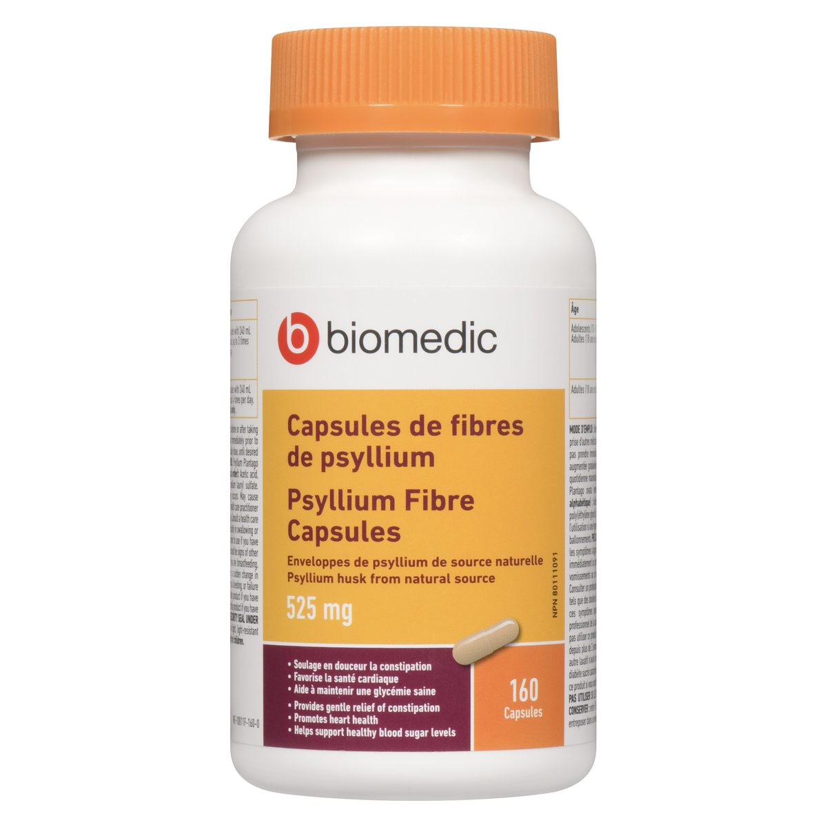 BIOMEDIC Psyllium Fibre 525 mg 160 Capsules - Image 2