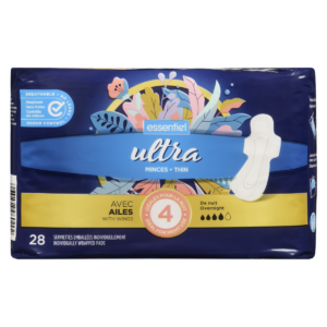 Essentiel Ultra Thin Long Super with Wings Ind Wrapped 28 Count