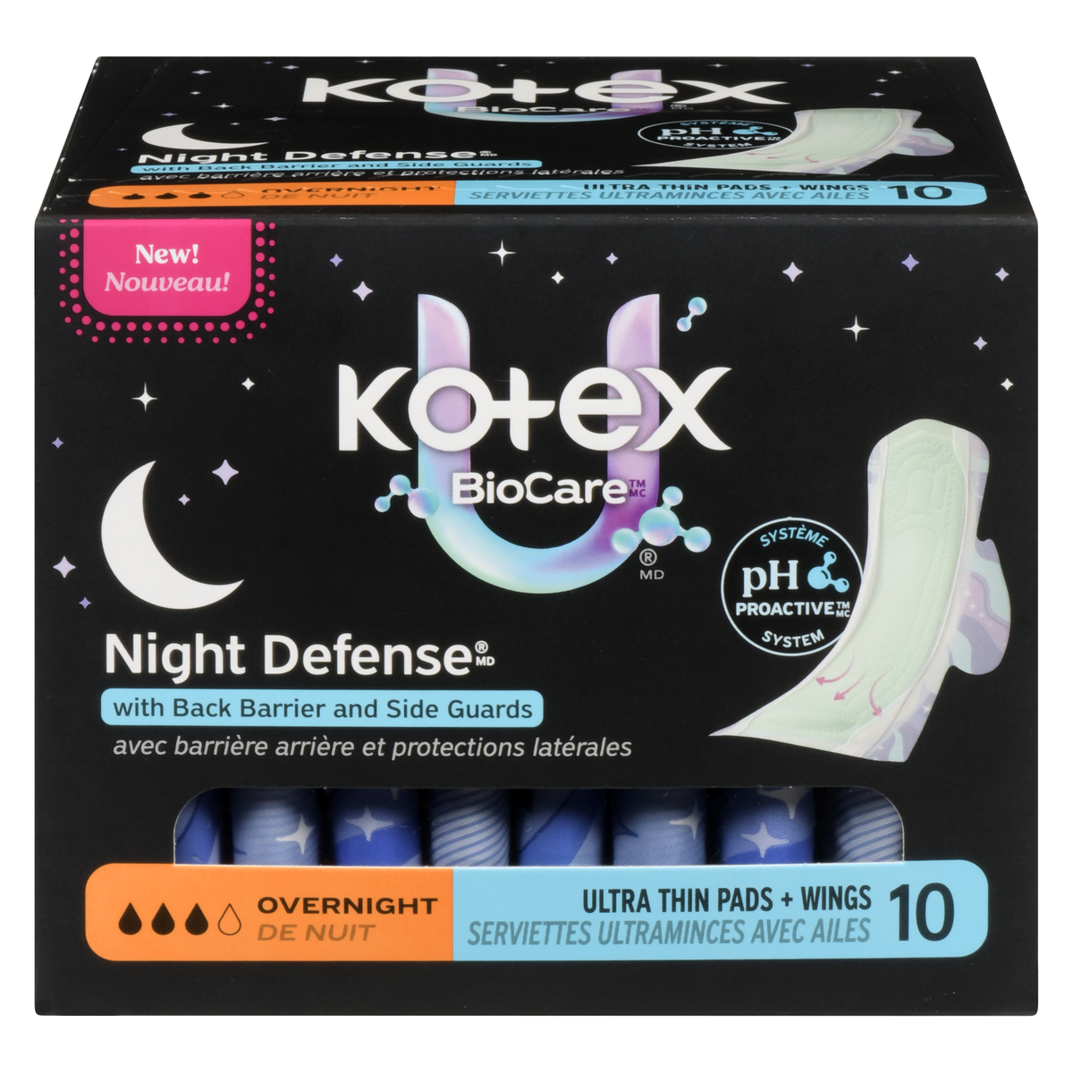 Kotex Biocare Ultra-Thin Winged Overnight Pads 10 Pack