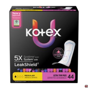 U By Kotex Core Ultra-Thin Non-Winged Regular Pads 44 Count