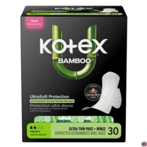 Kotex Bamboo Ultra-Thin Winged Heavy Pads 30 Pack