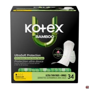 Kotex Bamboo Ultra-Thin Winged Regular Pads 34 Pack