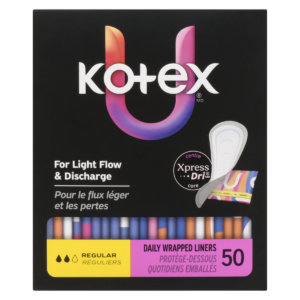 U By Kotex Core Absorbent Regular Length Folded And Wrapped Liners 50 Count